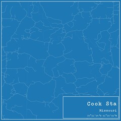 Blueprint US city map of Cook Sta, Missouri.