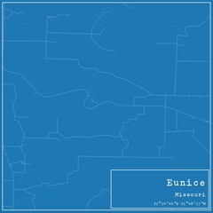 Blueprint US city map of Eunice, Missouri.
