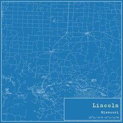 Blueprint US city map of Lincoln, Missouri.
