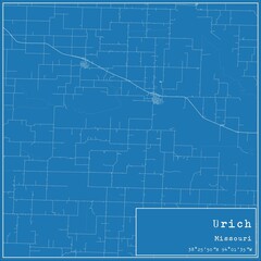 Blueprint US city map of Urich, Missouri.