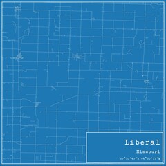 Blueprint US city map of Liberal, Missouri.