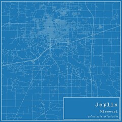 Blueprint US city map of Joplin, Missouri.