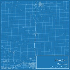 Blueprint US city map of Jasper, Missouri.