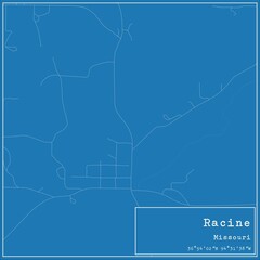 Blueprint US city map of Racine, Missouri.