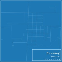 Fototapeta premium Blueprint US city map of Duenweg, Missouri.