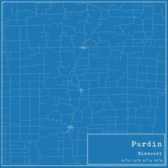 Blueprint US city map of Purdin, Missouri.