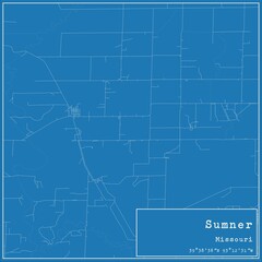 Blueprint US city map of Sumner, Missouri.