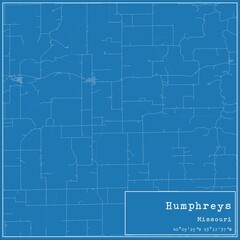 Blueprint US city map of Humphreys, Missouri.