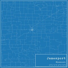 Blueprint US city map of Jamesport, Missouri.