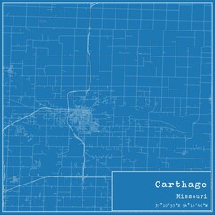 Blueprint US city map of Carthage, Missouri.