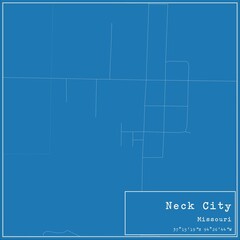 Blueprint US city map of Neck City, Missouri.