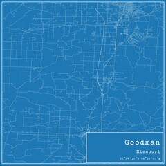 Blueprint US city map of Goodman, Missouri.