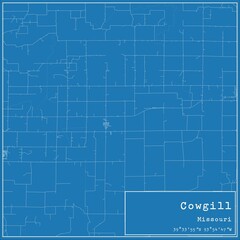 Blueprint US city map of Cowgill, Missouri.