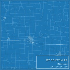 Blueprint US city map of Brookfield, Missouri.