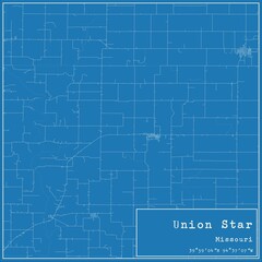 Fototapeta premium Blueprint US city map of Union Star, Missouri.