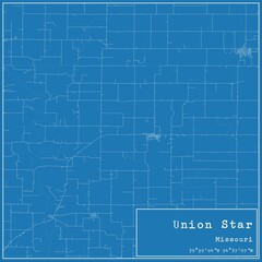Blueprint US city map of Union Star, Missouri.