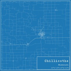 Blueprint US city map of Chillicothe, Missouri.