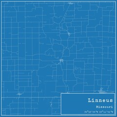 Blueprint US city map of Linneus, Missouri.
