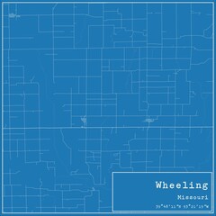 Blueprint US city map of Wheeling, Missouri.