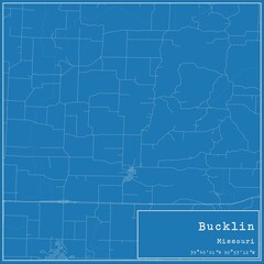 Obraz premium Blueprint US city map of Bucklin, Missouri.