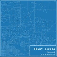 Obraz premium Blueprint US city map of Saint Joseph, Missouri.