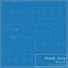 Obraz premium Blueprint US city map of Stark City, Missouri.