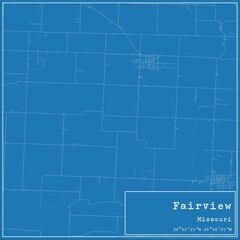 Blueprint US city map of Fairview, Missouri.