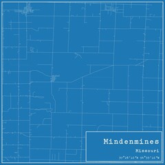 Blueprint US city map of Mindenmines, Missouri.