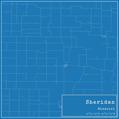 Fototapeta premium Blueprint US city map of Sheridan, Missouri.