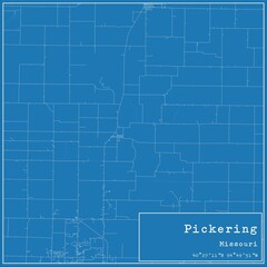 Blueprint US city map of Pickering, Missouri.