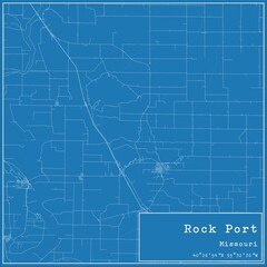 Blueprint US city map of Rock Port, Missouri.