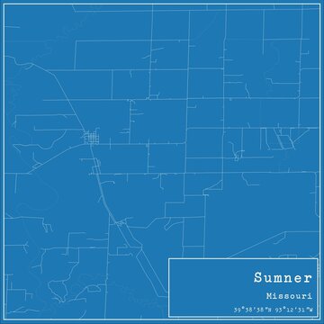 Blueprint US city map of Sumner, Missouri.