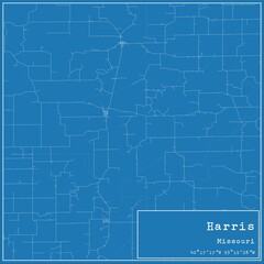 Blueprint US city map of Harris, Missouri.