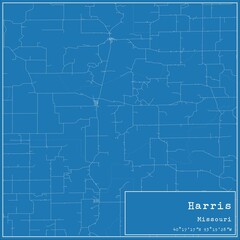 Obraz premium Blueprint US city map of Harris, Missouri.