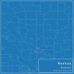 Blueprint US city map of Weston, Missouri.