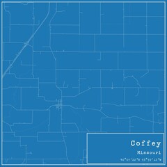 Blueprint US city map of Coffey, Missouri.