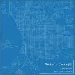 Blueprint US city map of Saint Joseph, Missouri.