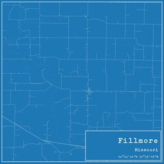 Blueprint US city map of Fillmore, Missouri.