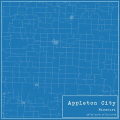 Fototapeta premium Blueprint US city map of Appleton City, Missouri.