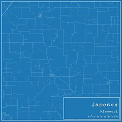 Blueprint US city map of Jameson, Missouri.