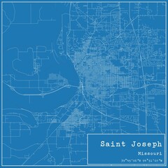 Blueprint US city map of Saint Joseph, Missouri.