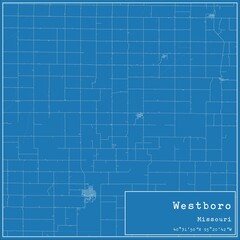 Obraz premium Blueprint US city map of Westboro, Missouri.