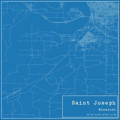 Obraz premium Blueprint US city map of Saint Joseph, Missouri.