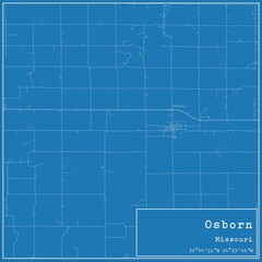 Blueprint US city map of Osborn, Missouri.