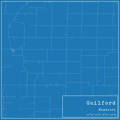 Blueprint US city map of Guilford, Missouri.