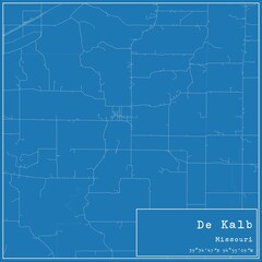 Blueprint US city map of De Kalb, Missouri.