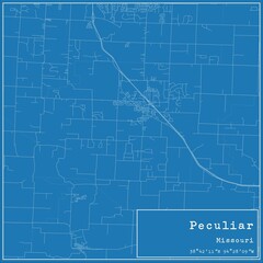 Obraz premium Blueprint US city map of Peculiar, Missouri.