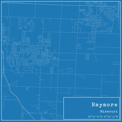 Blueprint US city map of Raymore, Missouri.