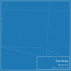 Blueprint US city map of Levasy, Missouri.