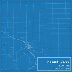 Blueprint US city map of Mound City, Missouri.